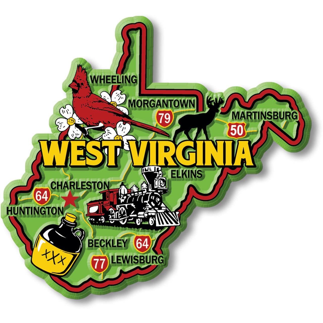 West Virginia Colorful State Magnet Collectible Souvenirs Made in the USA
