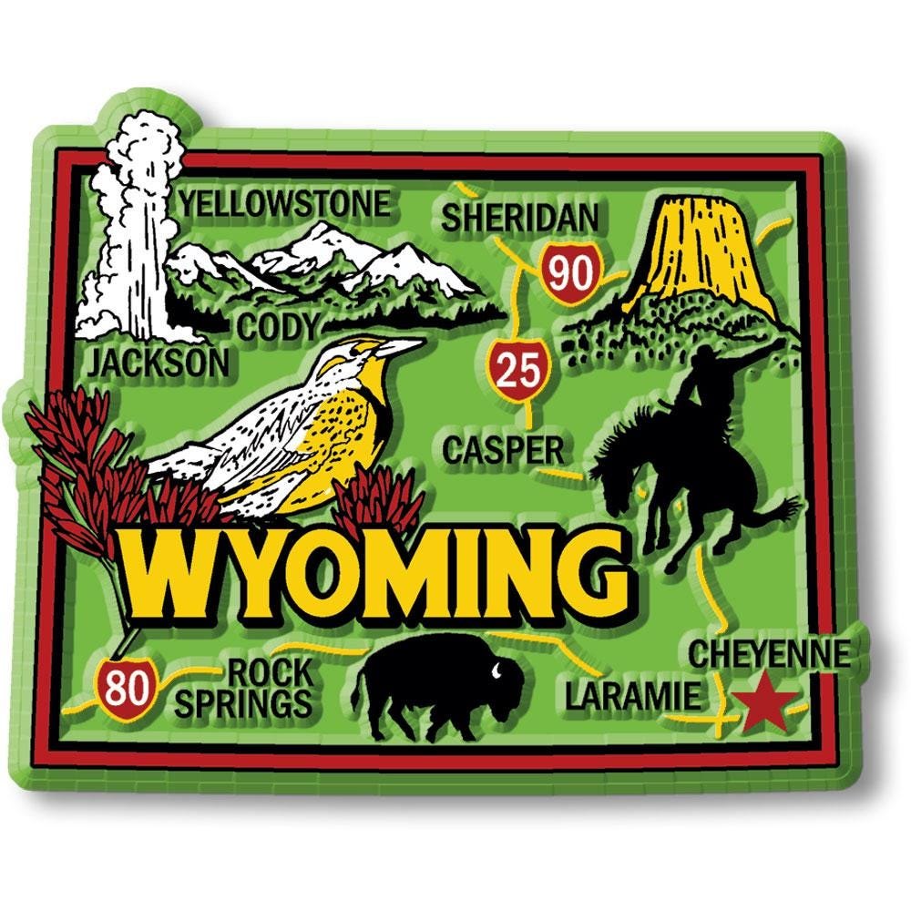 Wyoming Colorful State Magnet Collectible Souvenirs Made in the USA