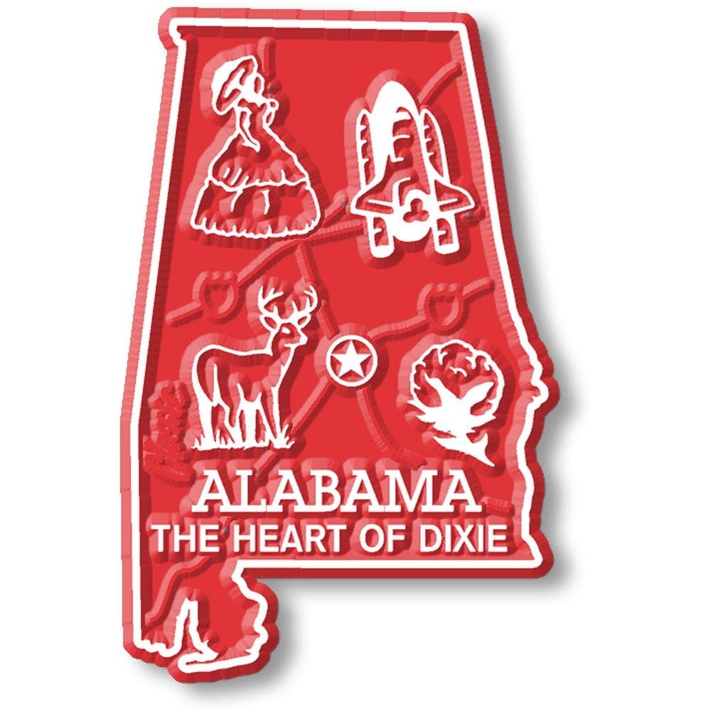 Alabama - AL State Map Shape Collectible Souvenirs Magnet Made in the USA