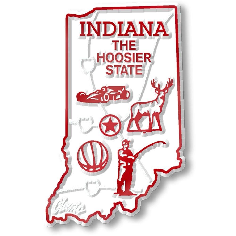 Indiana - IN State Map Shape Collectible Souvenirs Magnet Made in the USA