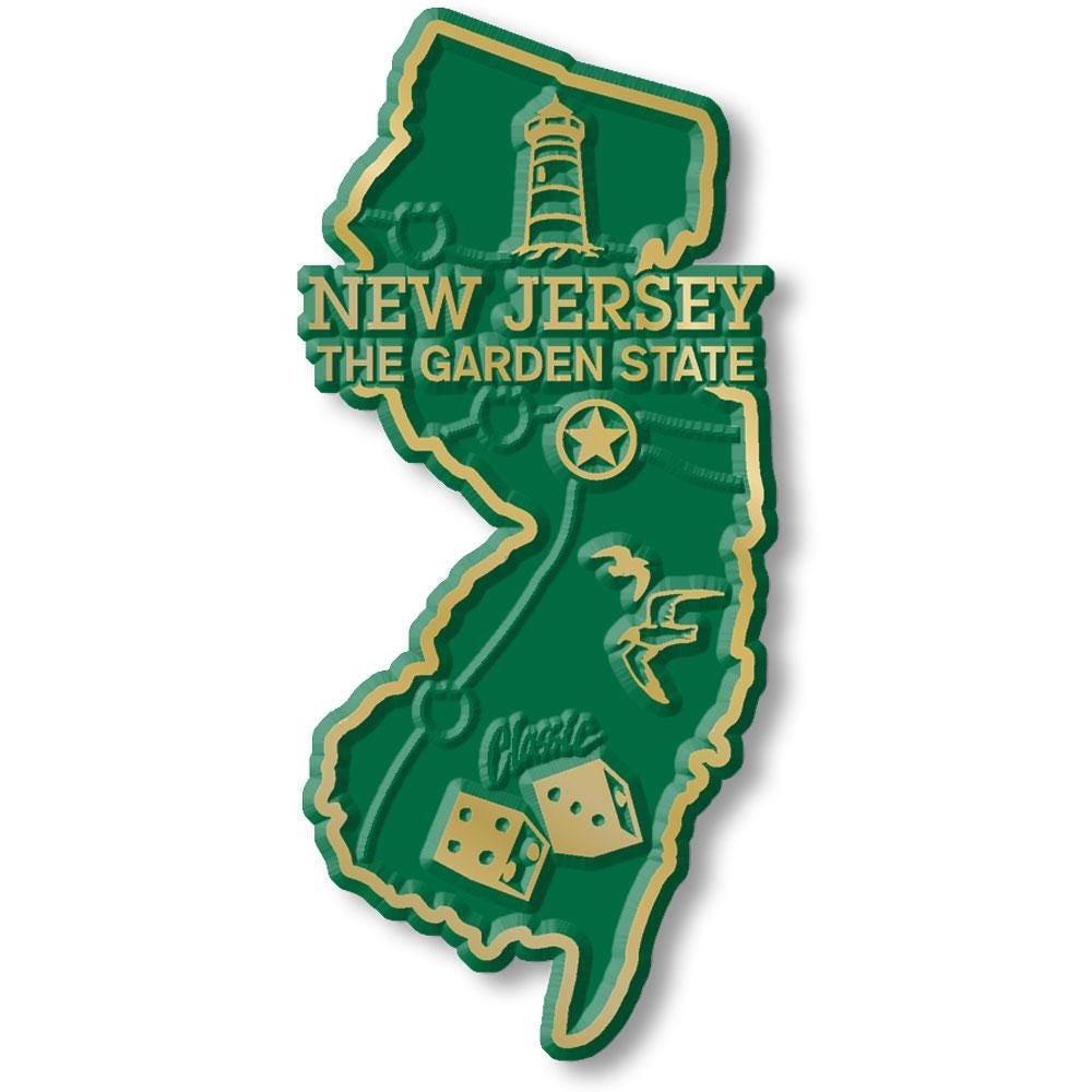 New Jersey - NJ State Map Shape Collectible Souvenirs Magnet Made in the USA