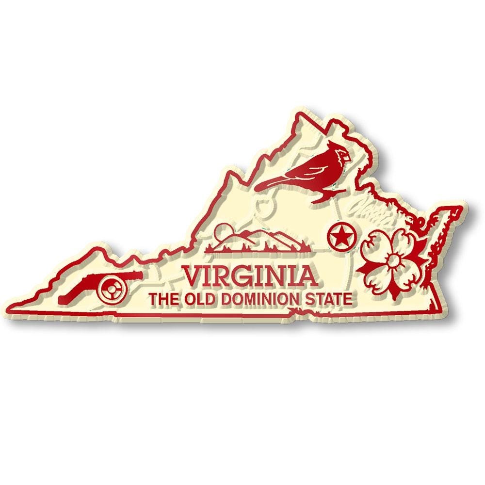Virginia - VA State Map Shape Collectible Souvenirs Magnet Made in the USA