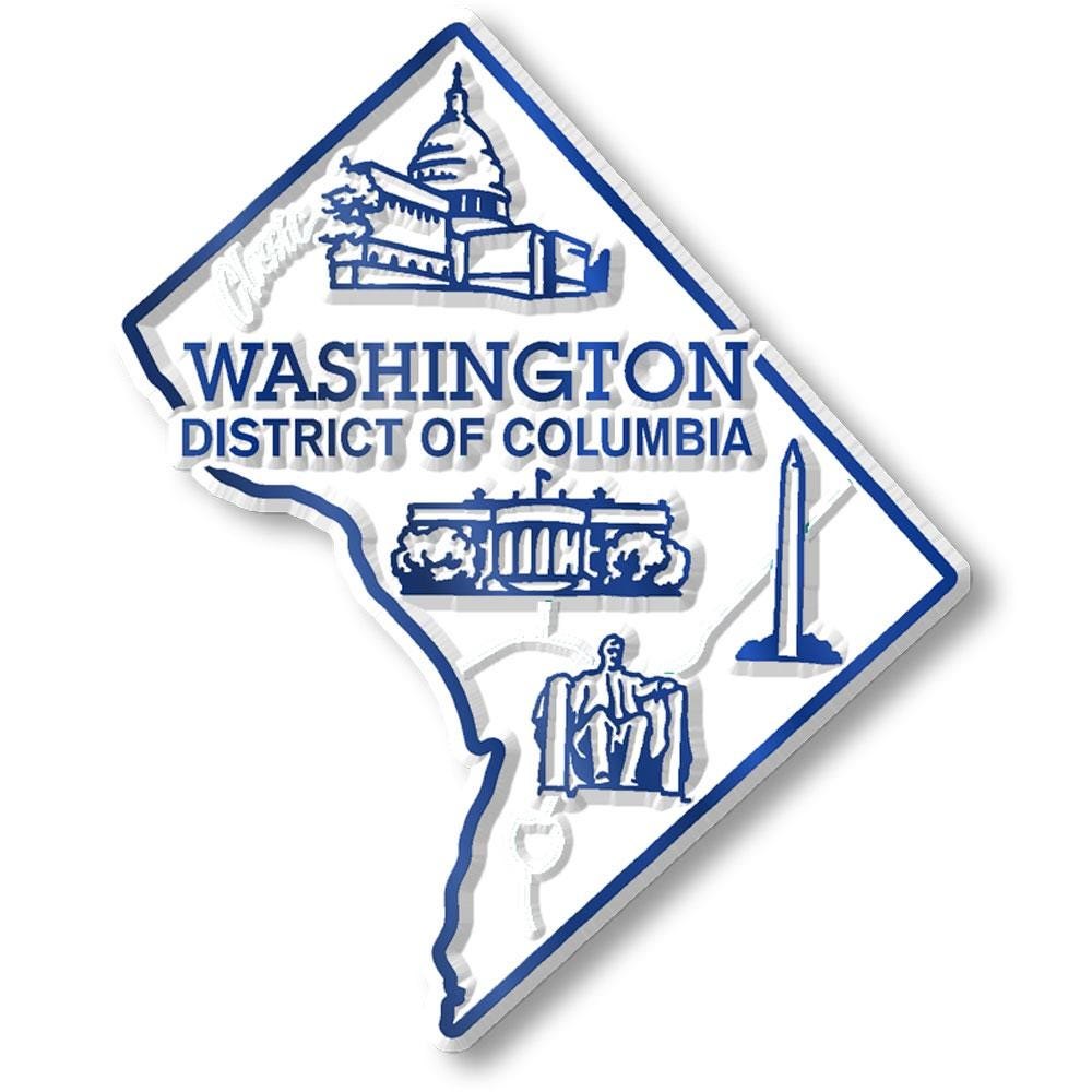 Washington D.C. State Map Shape Collectible Souvenirs Magnet Made in the USA