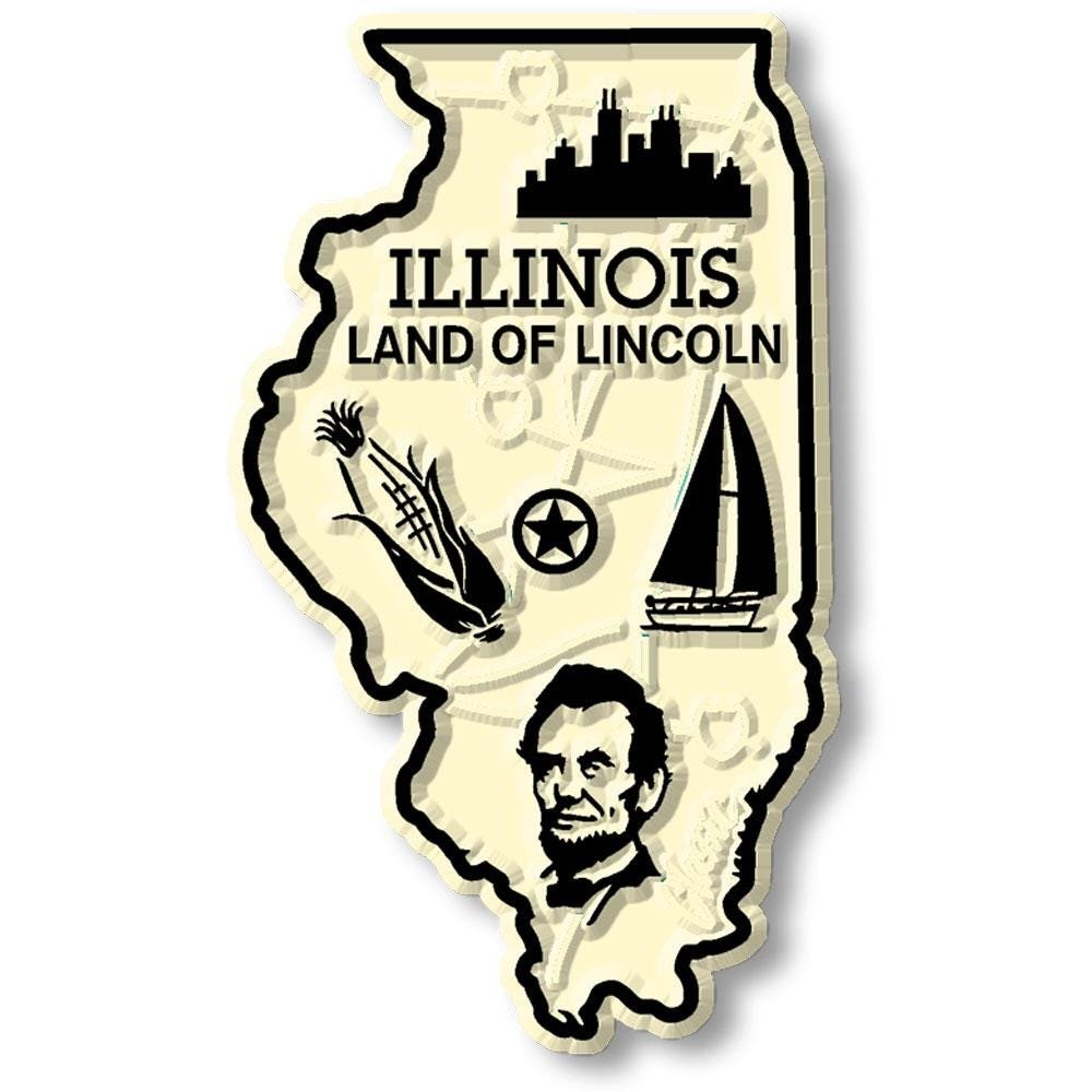 Illinois - IL State Map Shape Collectible Souvenirs Magnet Made in the USA