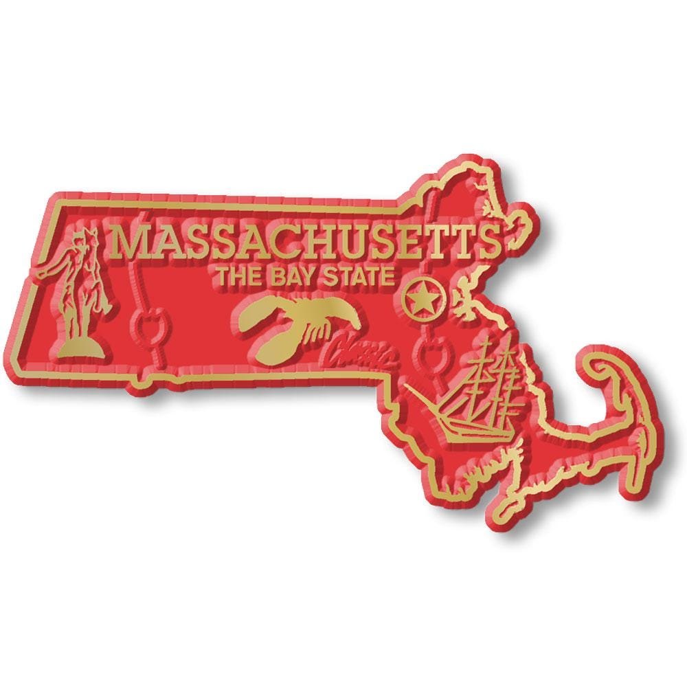 Massachusetts - MA State Map Shape Collectible Souvenirs Magnet Made in the USA
