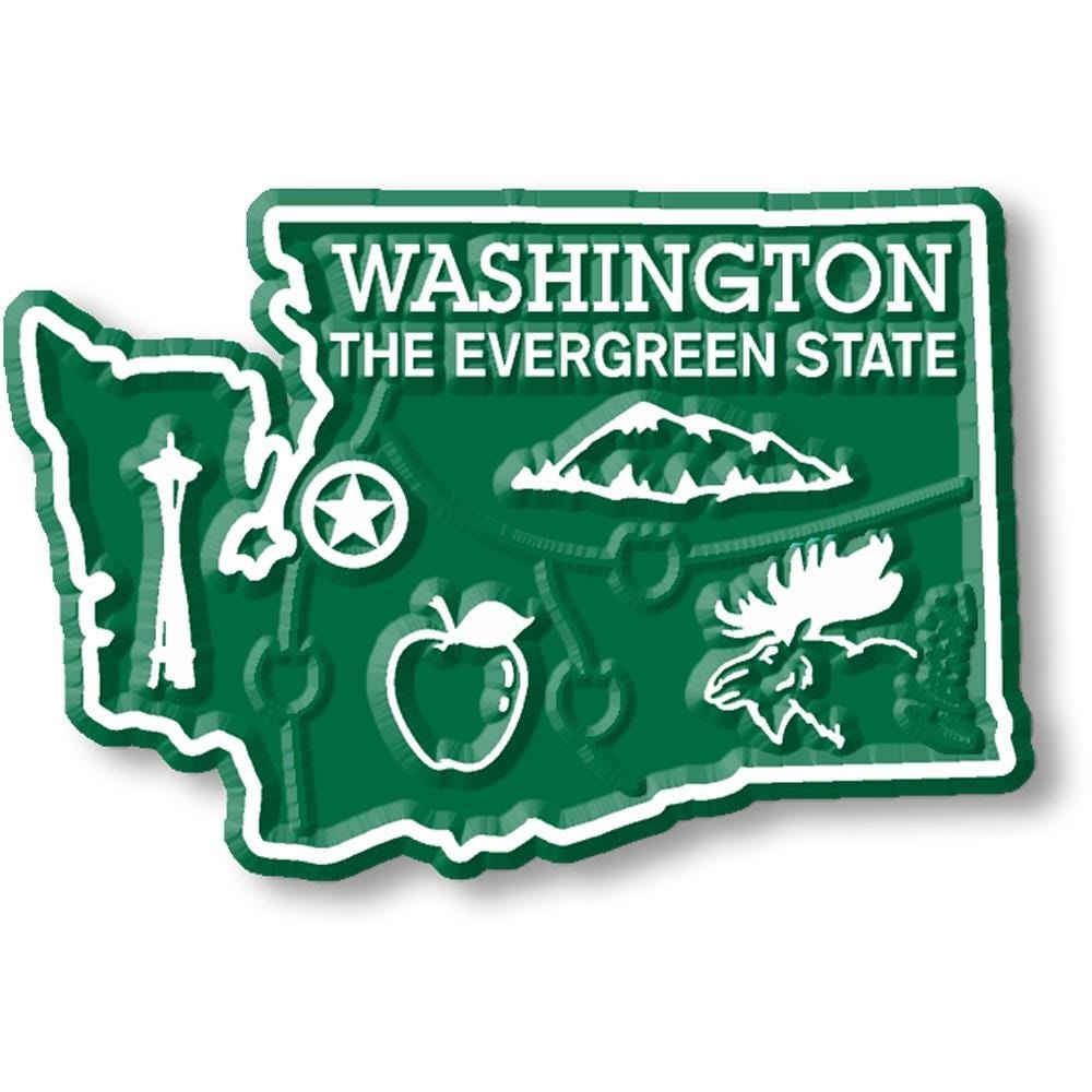 Washington - WA State Map Shape Collectible Souvenirs Magnet Made in the USA