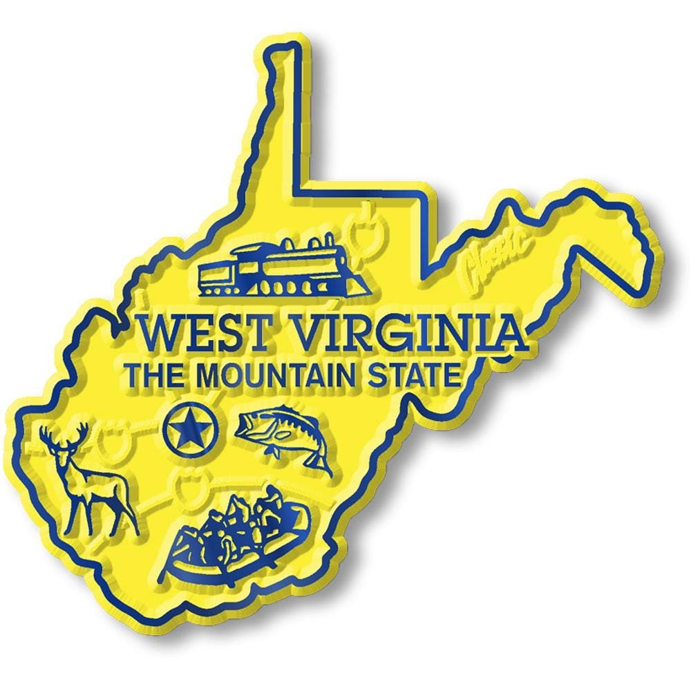 West Virginia - WV State Map Shape Collectible Souvenirs Magnet Made in the USA
