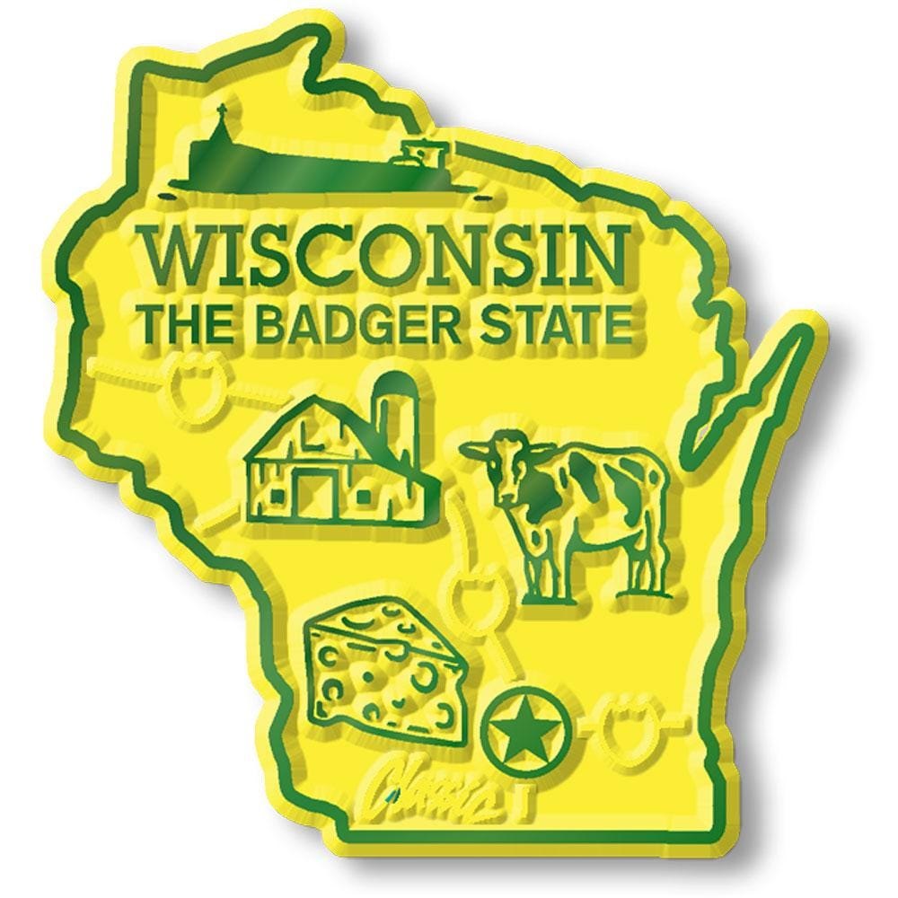 Wisconsin - WI State Map Shape Collectible Souvenirs Magnet Made in the USA