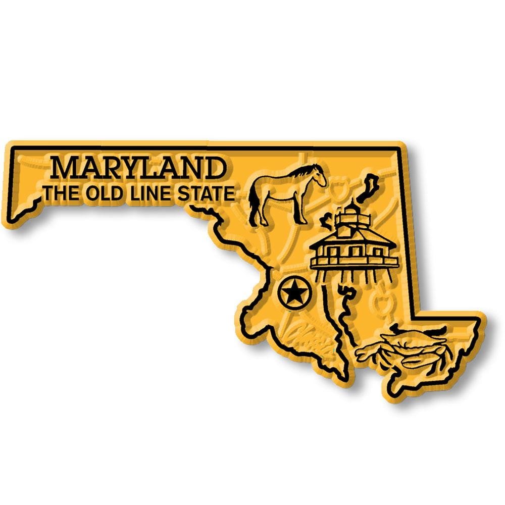 Maryland - MD State Map Shape Collectible Souvenirs Magnet Made in the USA