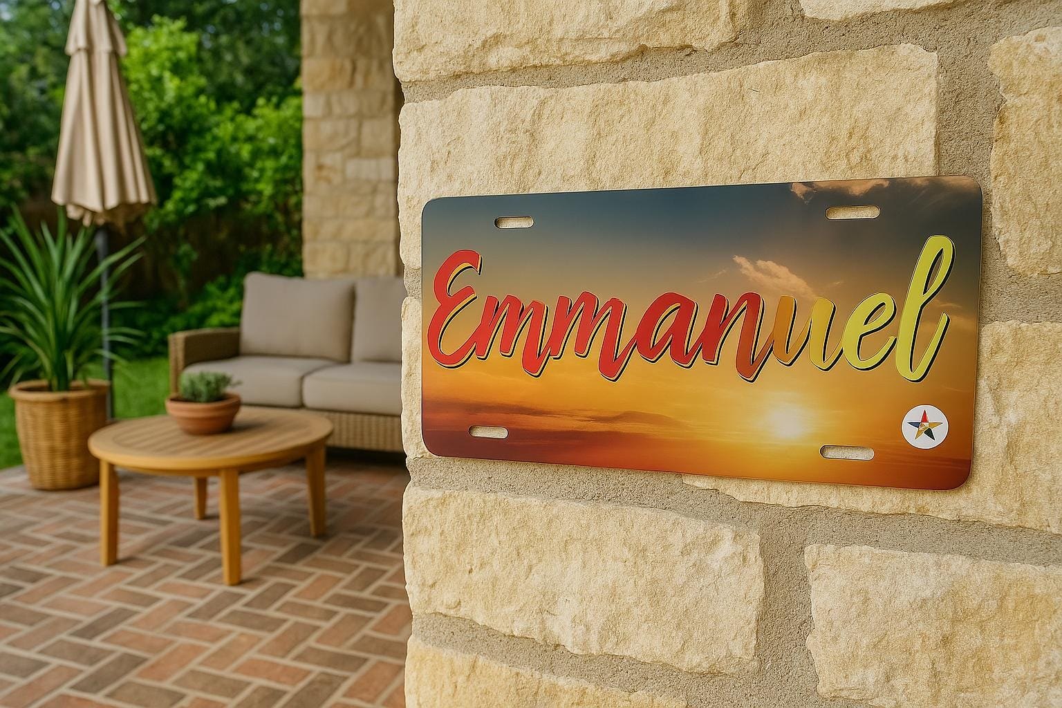 Emmanuel meaning 'God is with Us' Size: 12" x 6" Aluminum Embossed License Plate Tag