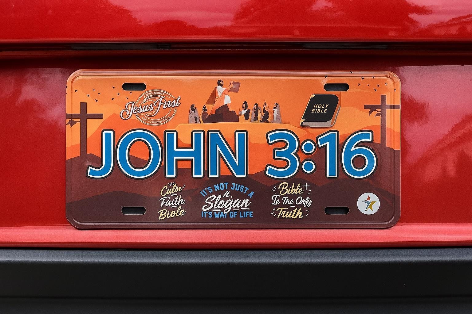 John 3:16 Aluminum Embossed License Plate Tag Size - 12"x6"