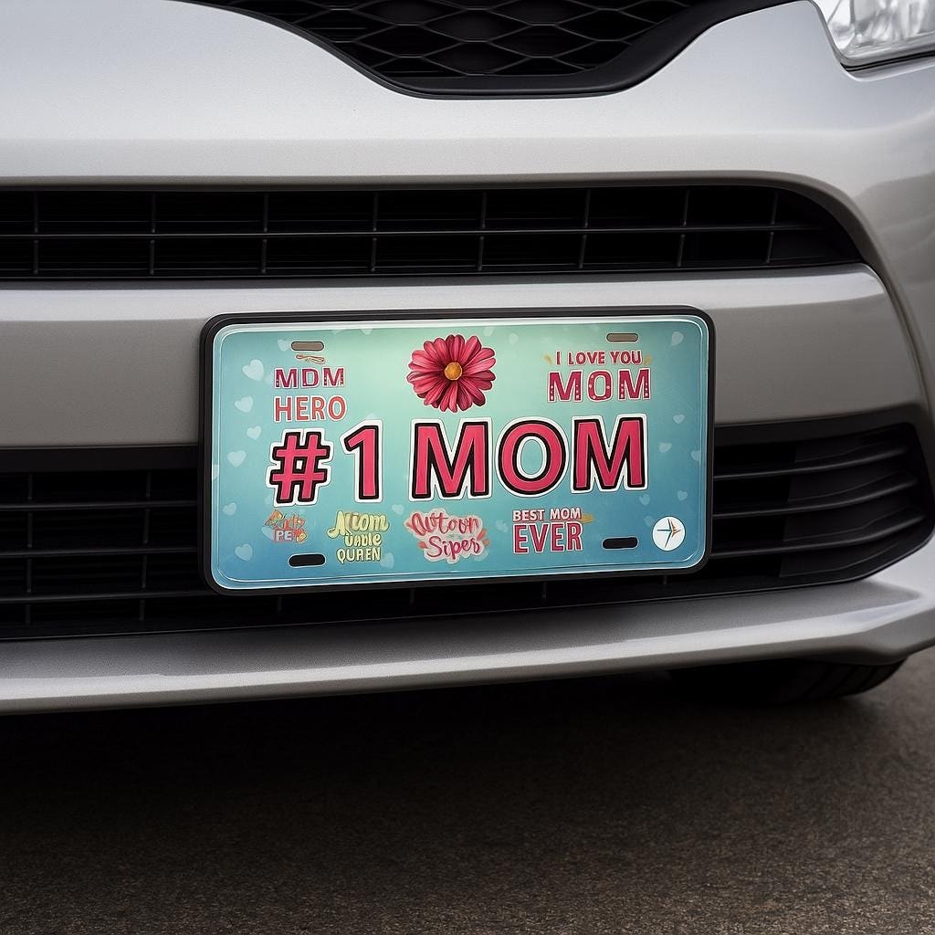 No # 1 Mom Aluminum Embossed License Tag Size - 12"x6"