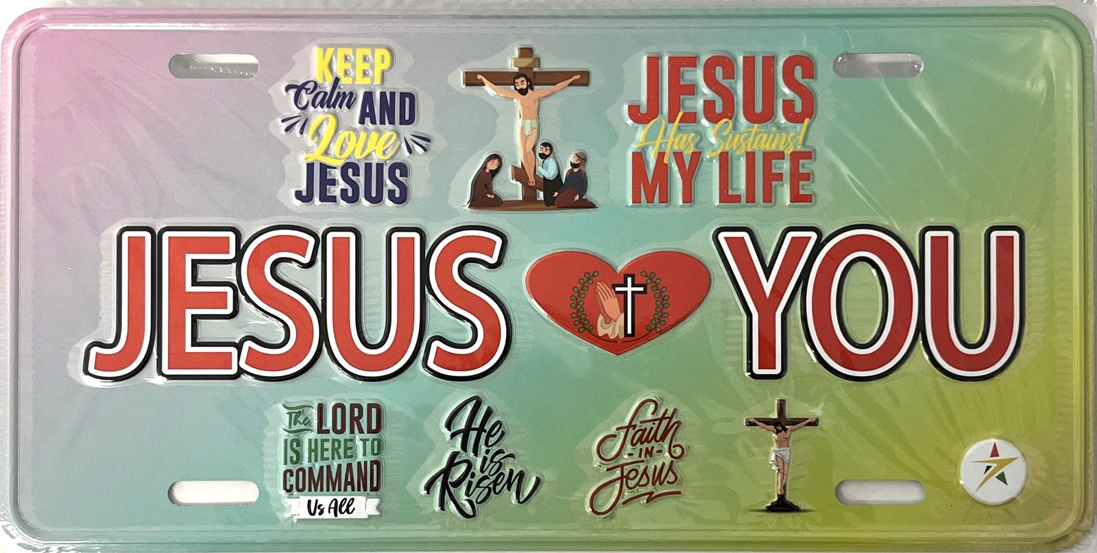 Jesus Love You Aluminum Embossed License Tag Size: 12"x6"