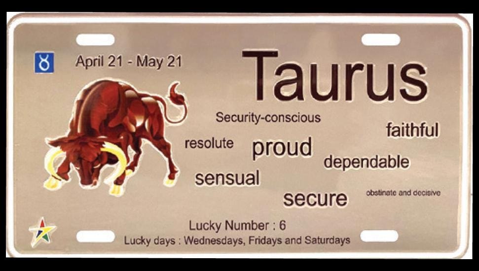 Taurus Aluminum Embossed License Plate Tag Zodiac Signs Size: 12"x6"