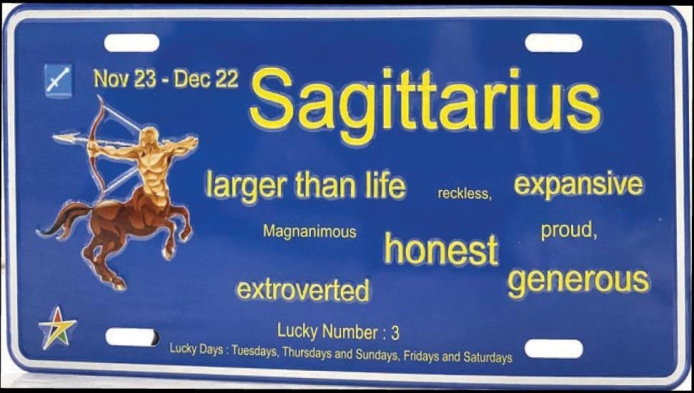 Sagittarius Aluminum Embossed License Plate Tag Zodiac Signs Size: 12"x6"