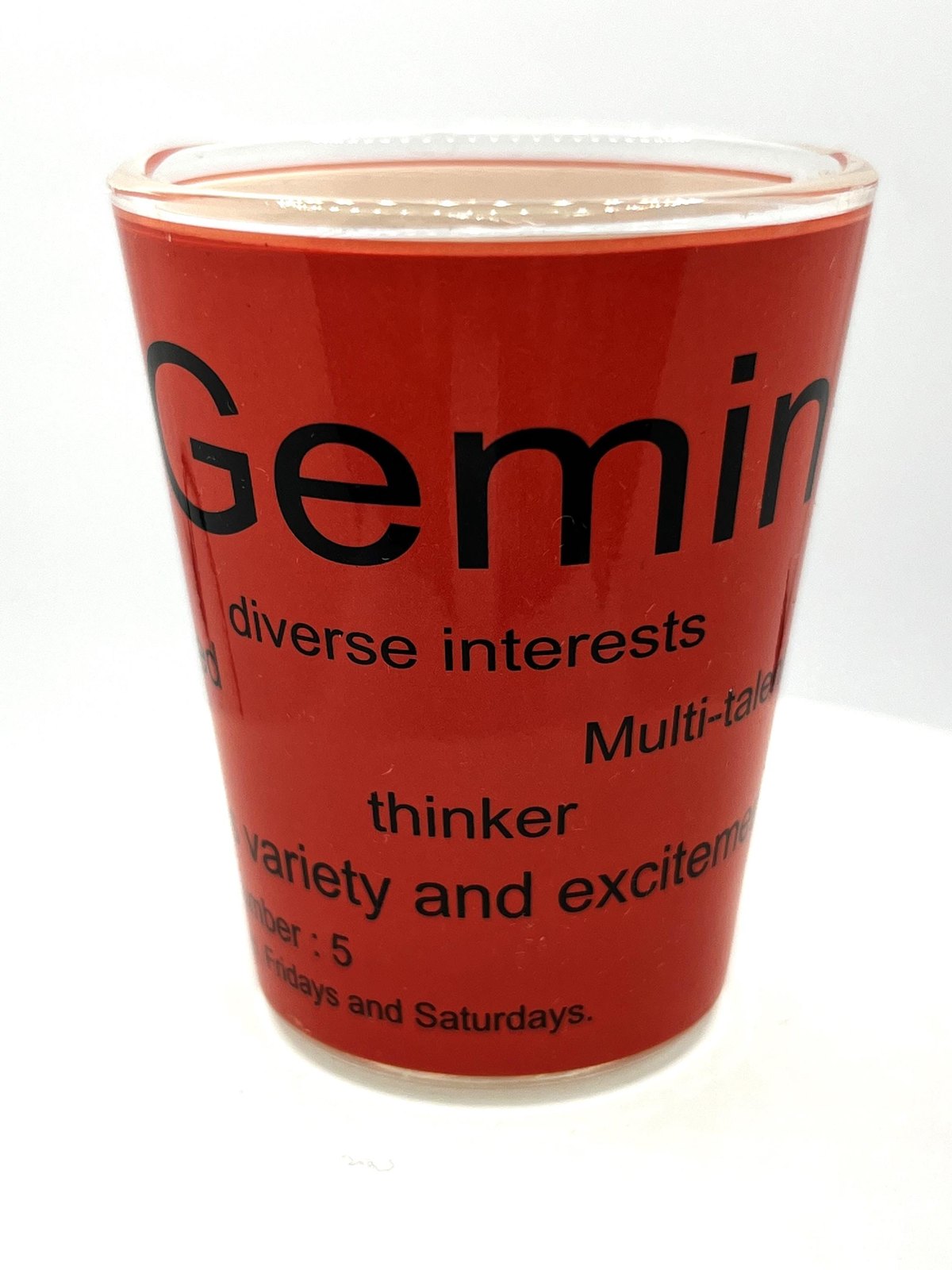 Gemini Zodiac Sign full wrap around Souvenirs Shot Glass 2 Oz