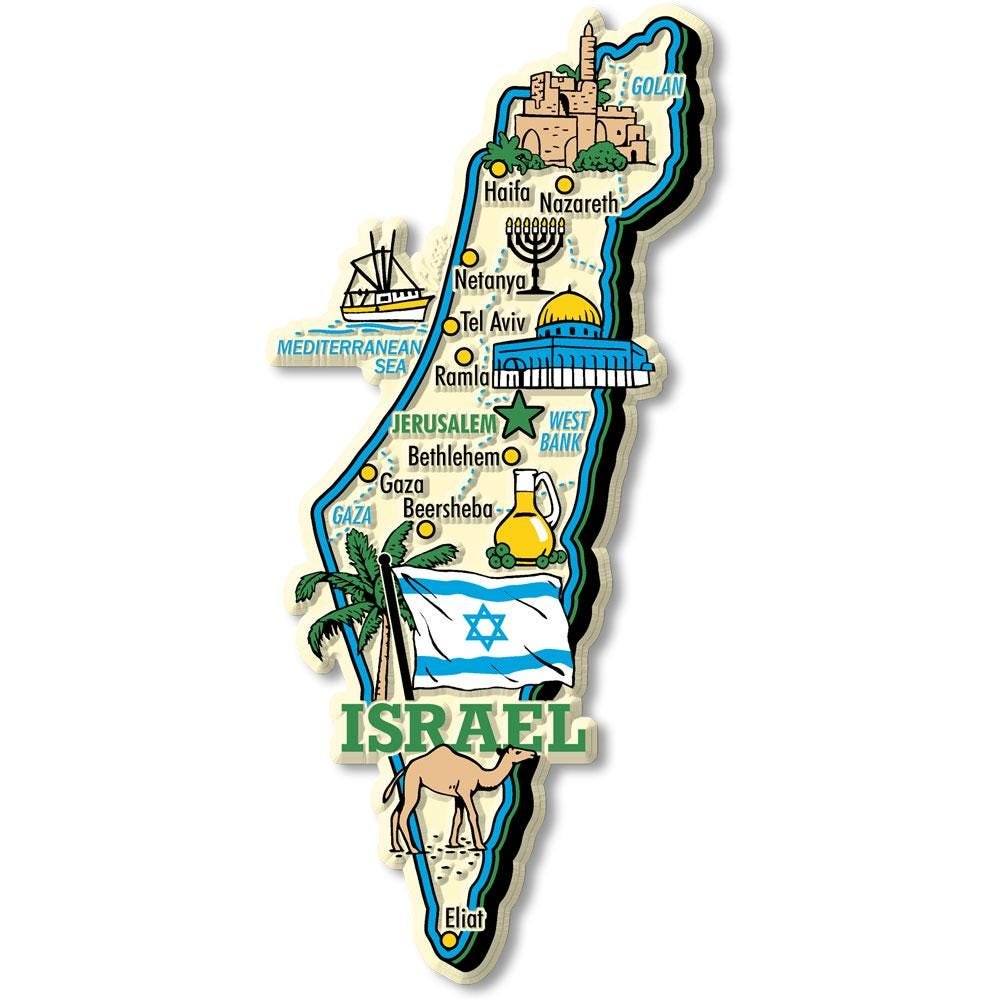 ISRAEL Jumbo Country Map Shape Magnet, Collectible Souvenirs and Gifts Made in the USA