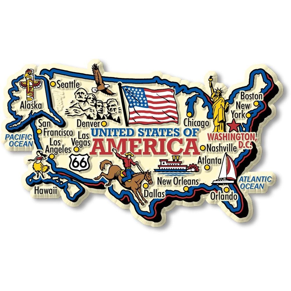United States Country Map Shape Jumbo Magnet, Collectible Souvenirs and Gifts Made in the USA