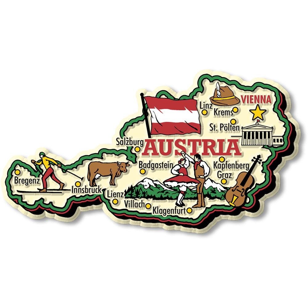 Austria Country Map Shape Jumbo Magnet, Collectible Souvenirs and Gifts Made in the USA
