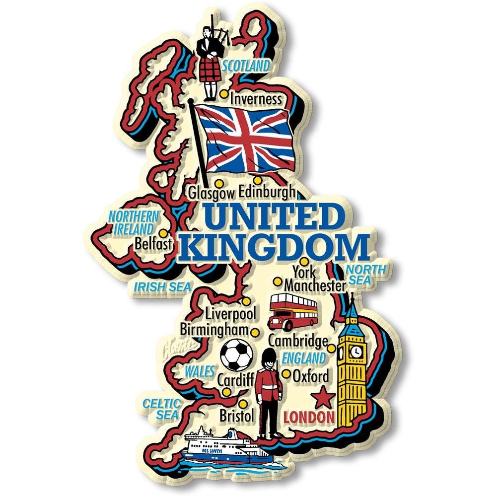 United Kingdom Country Map Shape Jumbo Magnet, Collectible Souvenirs and Gifts Made in the USA
