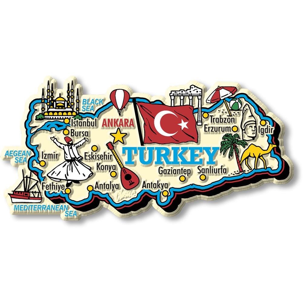Turkey Country Map Shape Jumbo Magnet, Collectible Souvenirs and Gifts Made in the USA