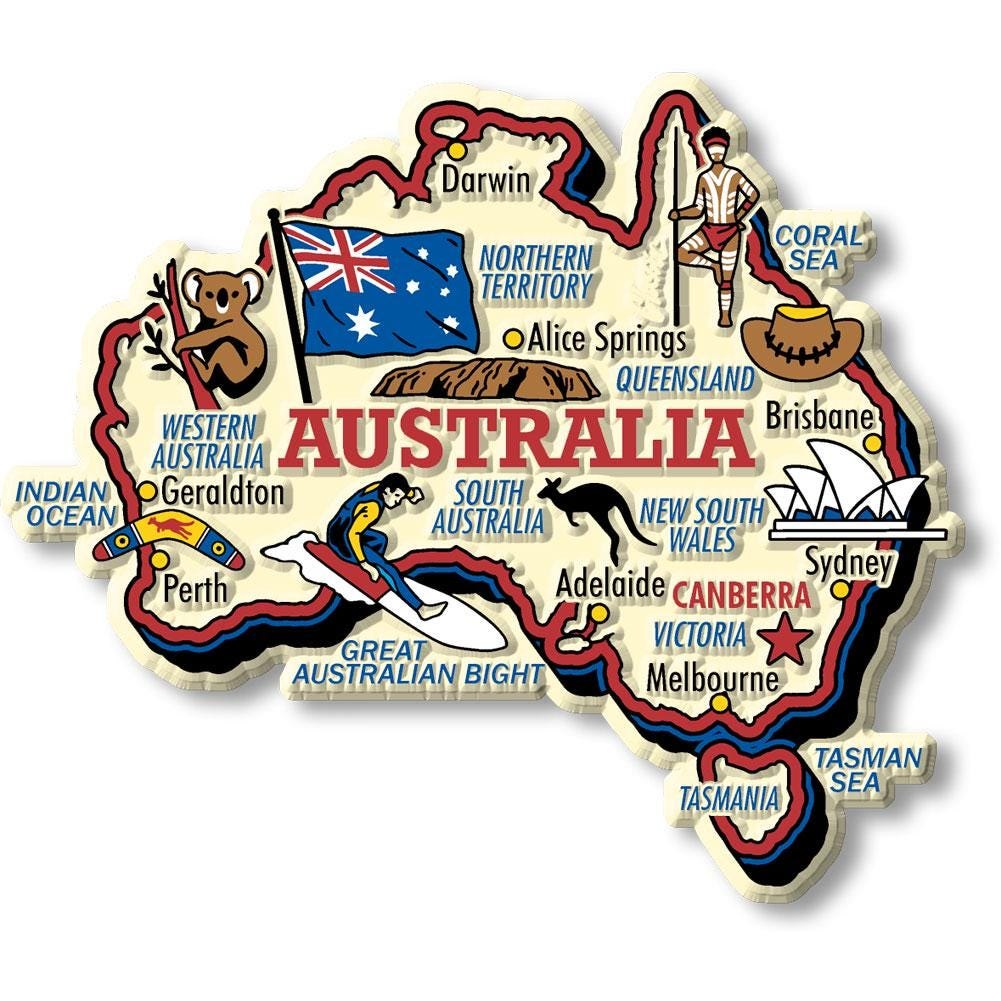 Australia Country Map Shape Jumbo Magnet, Collectible Souvenirs and Gifts Made in the USA