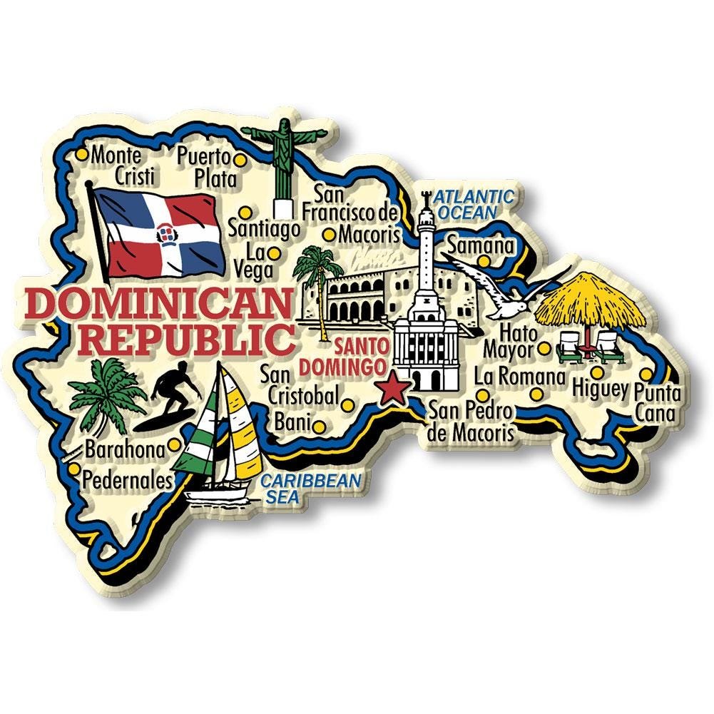 Dominican Republic Country Map Shape Jumbo Magnet, Collectible Souvenirs and Gifts Made in the USA
