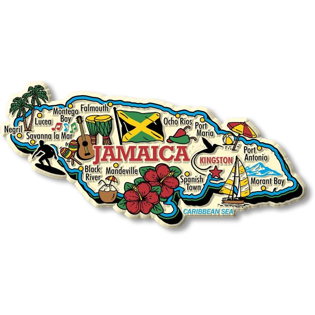Jamaica Country Map Shape Jumbo Magnet, Collectible Souvenirs and Gifts Made in the USA