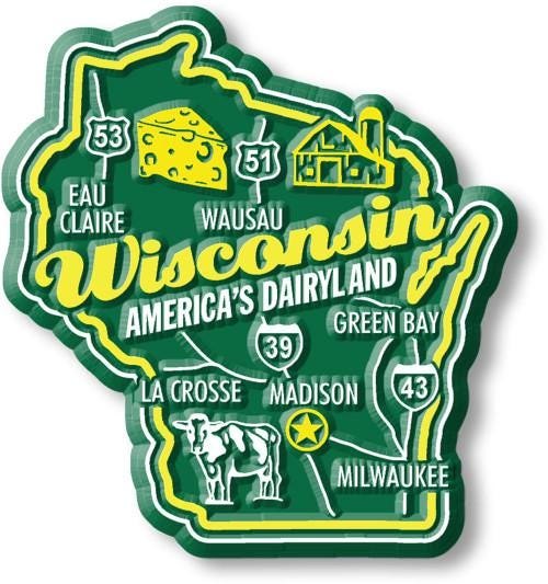 Wisconsin - WI Premium State Magnet Collectible Souvenir Made in the USA