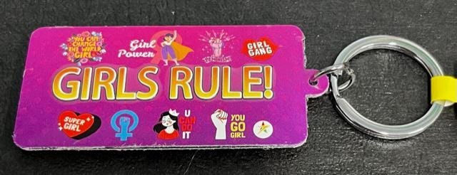 GIRLS RULE Double sided embossed Aluminum Keyrings - Price for 1 Nos.