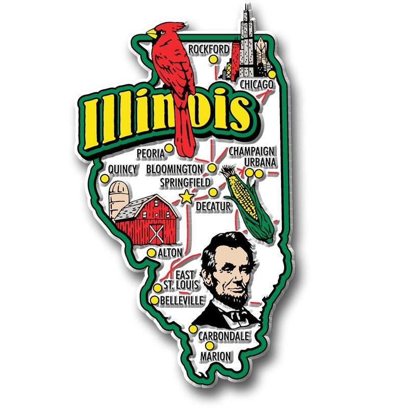 ILLINOIS - IL Jumbo State Magnet – Collectible Souvenirs & Gifts Made in the USA