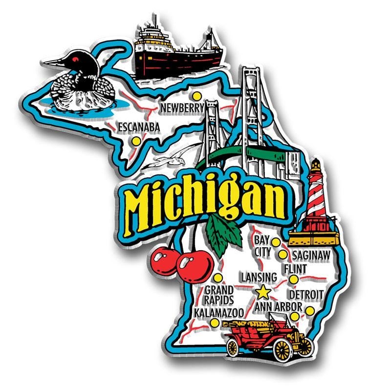 MICHIGAN - MI Jumbo State Magnet – Collectible Souvenirs & Gifts Made in the USA