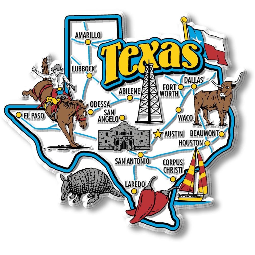 Texas - TX Jumbo State Magnet – Collectible Souvenirs & Gifts Made in the USA