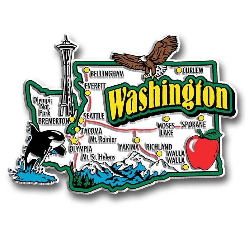 Washington - WA Jumbo State Magnet – Collectible Souvenirs & Gifts Made in the USA