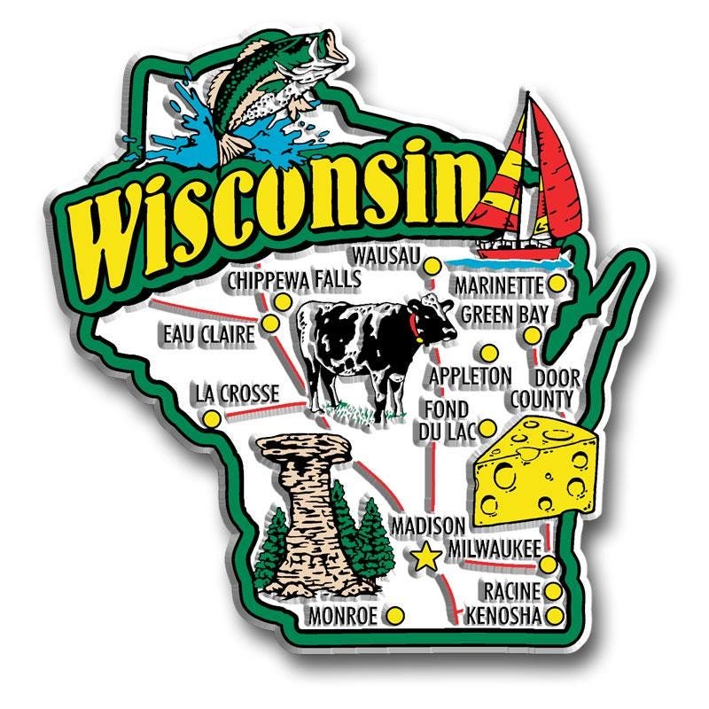Wisconsin - WI Jumbo State Magnet – Collectible Souvenirs & Gifts Made in the USA