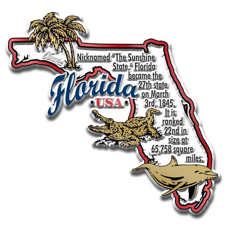 Florida - FL information State Magnet – Collectible Souvenirs & Gifts Made in the USA