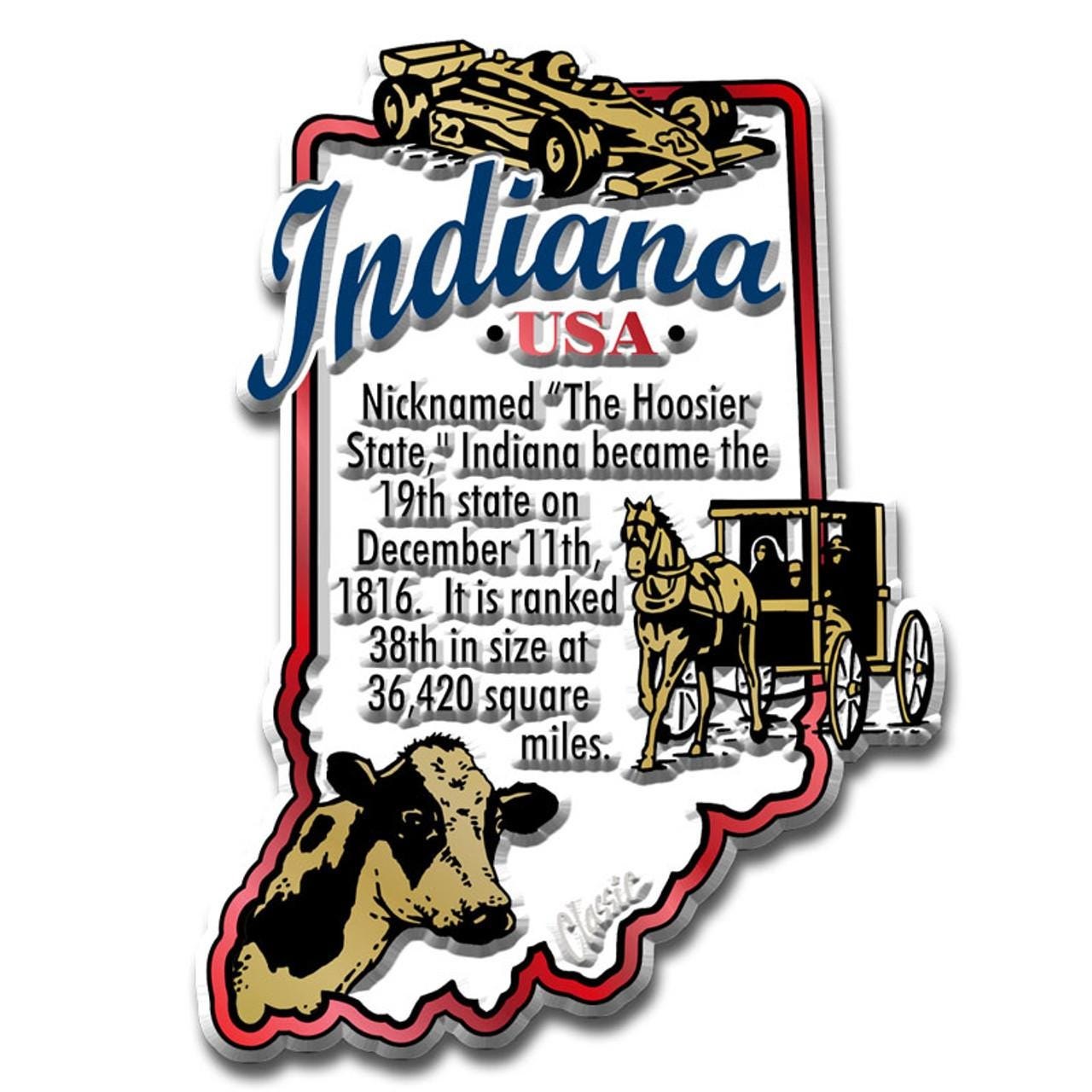 Indiana - IN information State Magnet – Collectible Souvenirs & Gifts Made in the USA