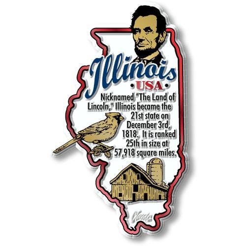 Illinois - IL information State Magnet – Collectible Souvenirs & Gifts Made in the USA