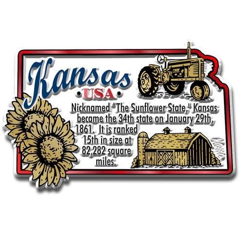 Kansas - KS information State Magnet – Collectible Souvenirs & Gifts Made in the USA