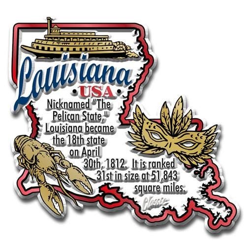 Louisiana - LA information State Magnet – Collectible Souvenirs & Gifts Made in the USA