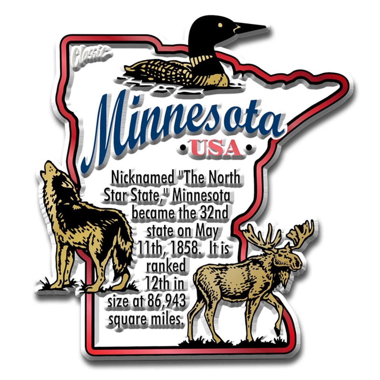 Minnesota – MN Information State Magnet Collectible Souvenirs & Gifts Made in the USA