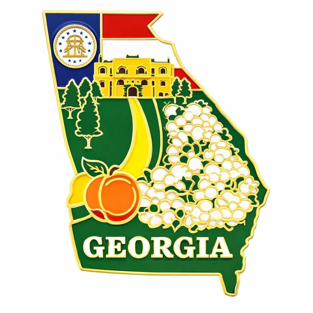 Georgia - GA Hat Pin Colorful attractive.