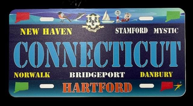 Connecticut - CT State Aluminum License Plate Tag Size - 12"x6" Made in USA