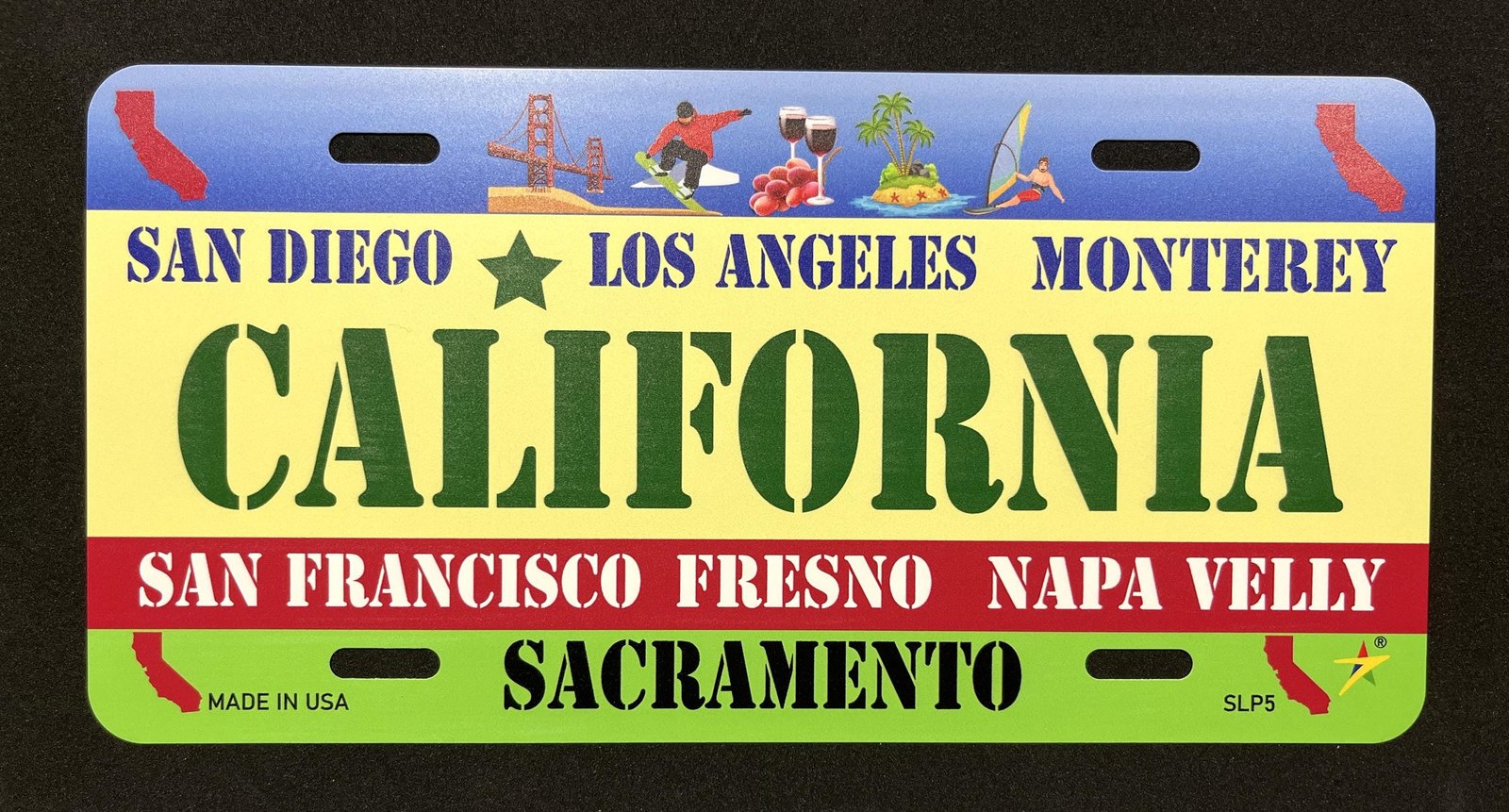 California - CA State Aluminum License Plate Tag Size - 12"x6" Made in USA