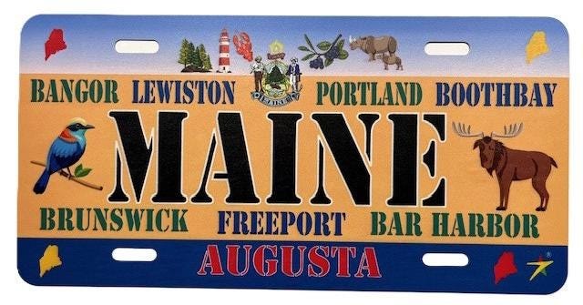 Maine - ME State Aluminum License Plate Tag Size - 12"x6" Made in USA