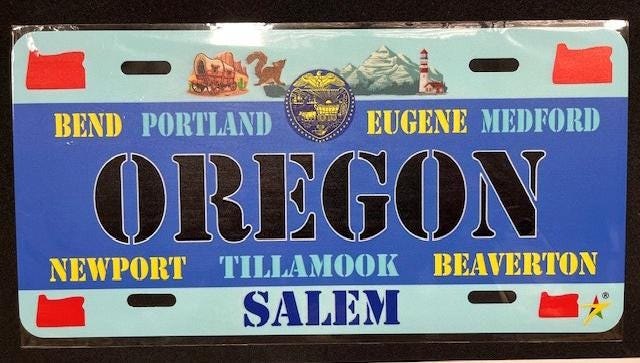 Oregon - OR State Aluminum License Plate Tag Size - 12"x6" Made in USA