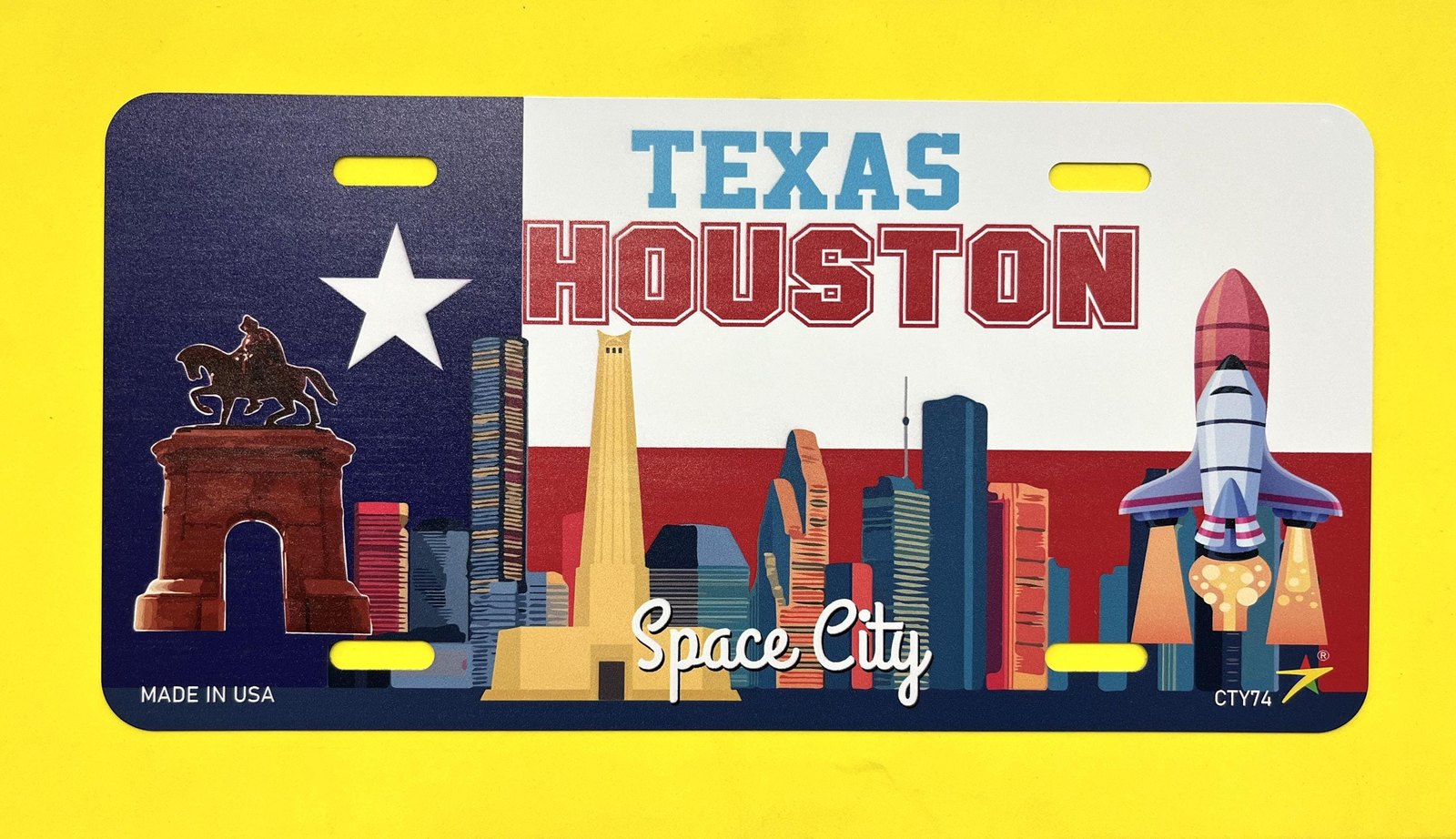 Houston - Texas City Aluminum License Plate Tag Size - 12"x6" Made in USA
