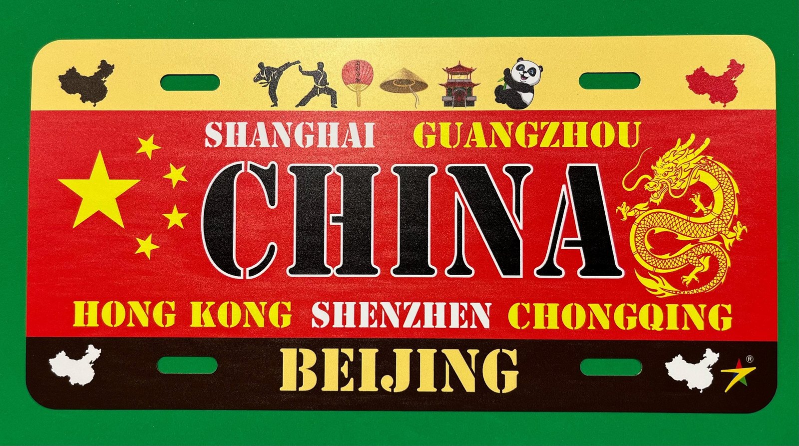 CHINA Country Aluminum License Tag Size - 12"x6" Made in USA
