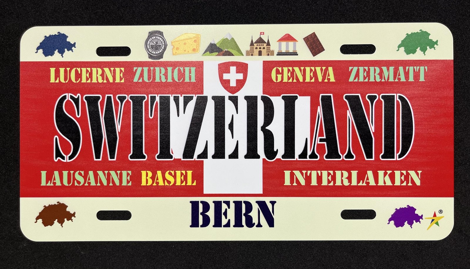SWITZERLAND Country Aluminum License Tag Size - 12"x6" Made in USA
