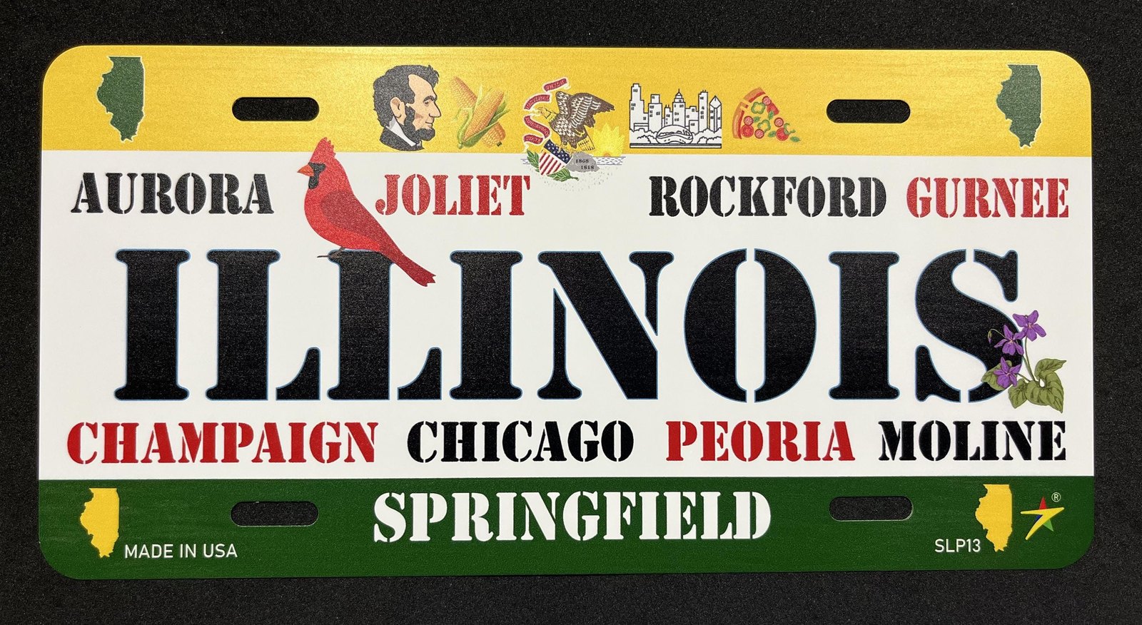 Illinois - IL State Aluminum License Plate Tag Size - 12"x6" Made in USA